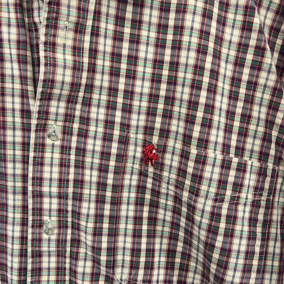 Wrangler PBR Shirt Men's Extra Large Beige Green Red Check Rodeo Western Cotton - Picture 4 of 11